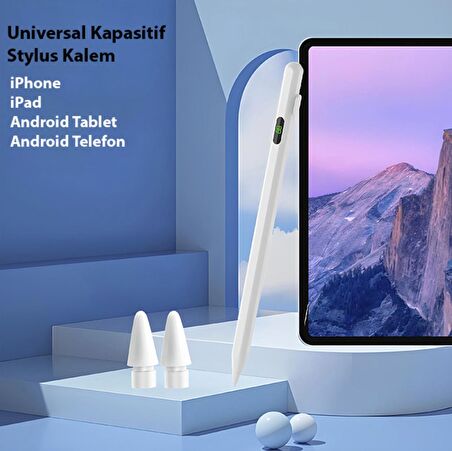 İpad pro air için manyetik şarj göstergeli stylus kalem pencil uzun şarj süresi