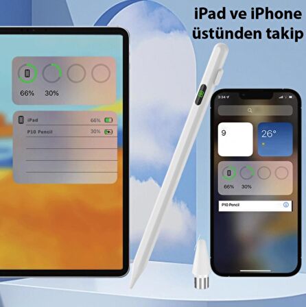 İpad pro air için manyetik şarj göstergeli stylus kalem pencil uzun şarj süresi