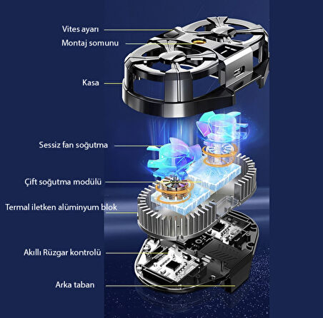seramik çift motorlu turbo mıknatıslı telefon tablet soğutucu -1 derece çok güçlü soğutma