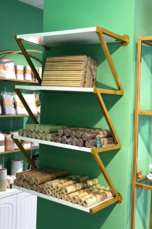 Duvara Monte Gold Boyalı Z Raflı Stand