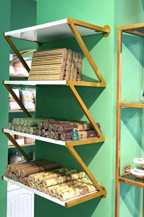 Duvara Monte Gold Boyalı Z Raflı Stand