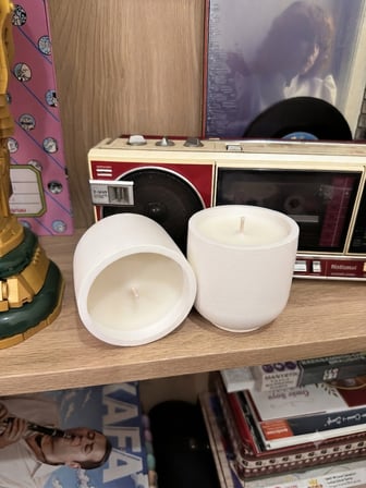 Dekoratif Beton Mum | El Yapımı | Beyaz