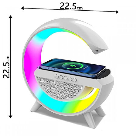 BT-2301 Wireless Kablosuz Şarj Destekli Radyolu Rainbow Aydınlatmalı Bluetooth Hoparlör Fm Radyo