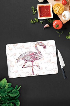 Cam Kesme Tahtası - Cam Kesme Tablası | Flamingo Desen | 30cm x 40cm