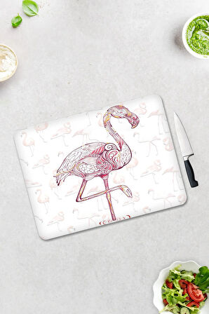 Cam Kesme Tahtası - Cam Kesme Tablası | Flamingo Desen | 30cm x 40cm
