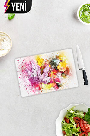 Cam Kesme Tahtası - Cam Kesme Tablası | Renkli Sonbahar | 20cm x 30cm