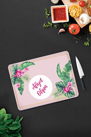 Cam Kesme Tahtası - Cam Kesme Tablası | Bon Appetit | Tropik Flamingo | 30cm x 40cm