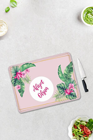 Cam Kesme Tahtası - Cam Kesme Tablası | Bon Appetit | Tropik Flamingo | 30cm x 40cm