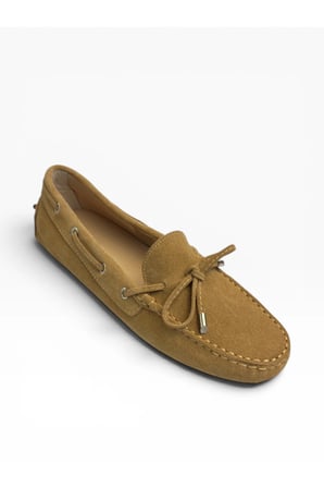 Kadın Deri Camel Süet Loafer Ayakkabı