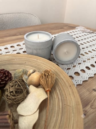 Dekoratif Beton Mum | El Yapımı | Gri