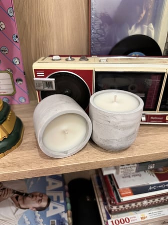 Dekoratif Beton Mum | El Yapımı | Gri