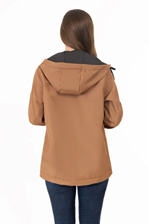 Kadın Taba Su Geçirmez Ve Rüzgara Dayanıklı Astarlı Kapüşonlu Yağmurluk - Rüzgarlık