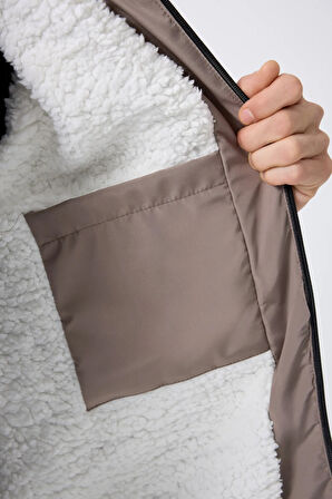 Erkek Vizon Kürklü Su Ve Rüzgar Geçirmez Kapüşonlu Kışlık Mont & Kaban & Parka