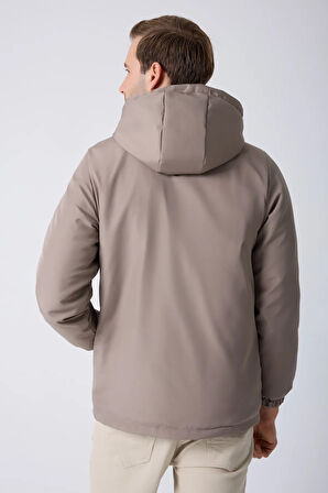 Erkek Vizon Kürklü Su Ve Rüzgar Geçirmez Kapüşonlu Kışlık Mont & Kaban & Parka