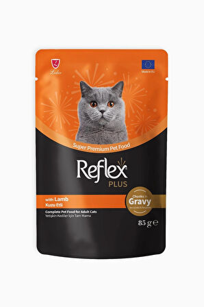 Reflex Plus Sos İçinde Et Parçacıklı Kuzu Etli Yetişkin Kedi Maması 85 gr