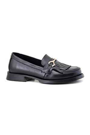 ALBİNİ A-10427 KADIN DERİ LOAFER AYAKKABI SİYAH