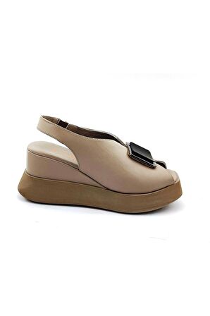 ALBİNİ A-10240 KADIN DERİ DOLGU SANDALET VİZON