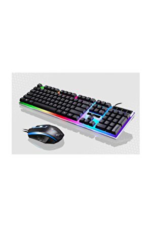 G21 Usb Led Işıklı Oyuncu Klavye Ve Mouse Set - Siyah