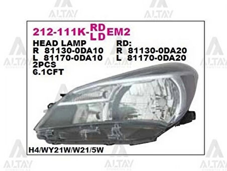 Far Yaris 2014 Sonrası  Elektrikli Sağ (Oem No:81130-0Da10) (Adet)