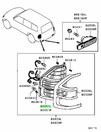 Stop Lambası Sol Üst Japon Pajero (V7) 3.2 Dı-D 03-06 (Oem No: Mn117801)