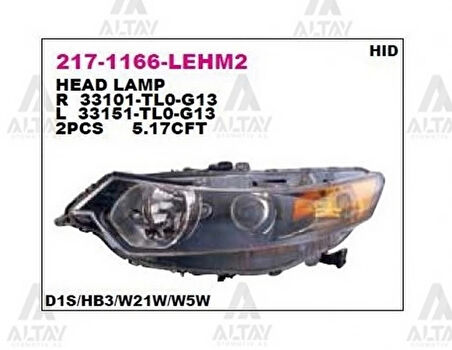 Far Accord 2008-2011 Elektrikli Xenon Tip Sol (Oem No:217-1166L-Lehm2) (Adet)