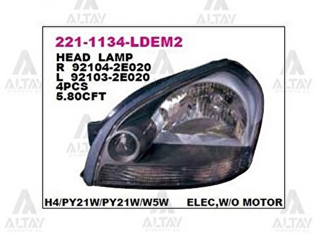 Far Tucson 2004-2010 Elektrikli Beyaz Sağ (1 Adet) (Oem No: 221-1134R-Ldem2)