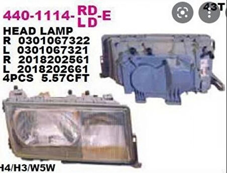 Mercedes W201 83 93 Far Sol  (Oem No:A2018207961)