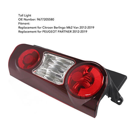 Stop Lambası Sol (Çıft Kapı Koyu Kırmızı) Psa Partner / Berlıngo B.M 2012-2019 (Oem No: 9677205580)