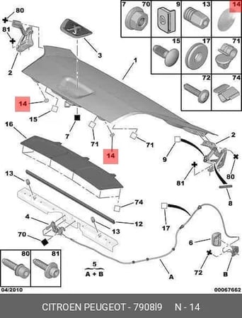 Peugeot Bipper - Citroen Nemo - Fiat Fiorino Takoz Kaput Dayama (Oem No: 7908L9)