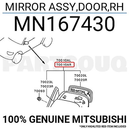 Dış Dikiz Aynası L200 06-14 Elektrikli Isıtmalı Krom Sağ (Oem No: Mn167430)