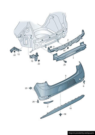 2017-2020 Volkswagen Golf 7 Karlık (Arka Tampon Altı)(Nikelaj Çıtasız)(Spoıler)(Bfn) (Oem No:5G6807568Q9B9)