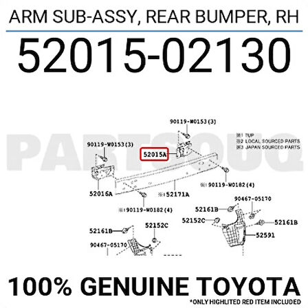 Toyota Corolla- E150- 07/13; Arka Tampon Demiri Bağlantı Ayağı Sağ (Metal) (Oem No: 52015-02130)