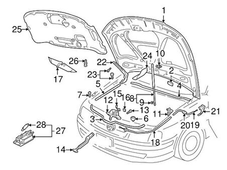 Kaput Menteşesi Sağ Passat 9705 None (Oem No: Vw-3B0823302A)