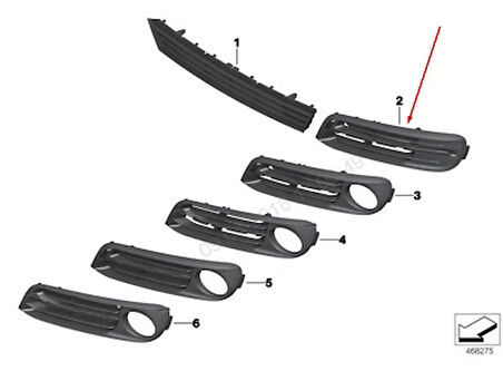 Tampon Izgarası Ön : L Bmw F10 Lcı-F11 Lcı-F18 Lcı Bm 14-17 (Oem No: Bmw 51117331727)
