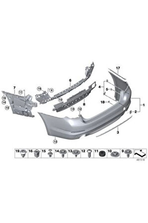 Bmw G30 G31 2017  Tampon Arka Folyo Sol   (Oem No:Bmw51127385755)