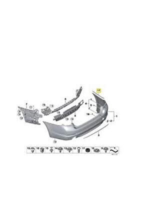 Bmw G30 G31 2017  Tampon Arka Folyo Sağ    (Oem No:Bmw51127385756)