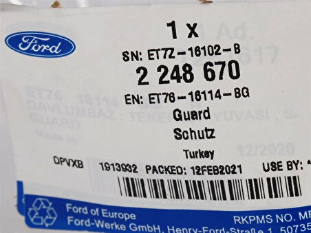 Çamurluk Davlumbazı Ön Sağ Ford Courıer Bm 14- (Oem No: Et76 16114 Bg)