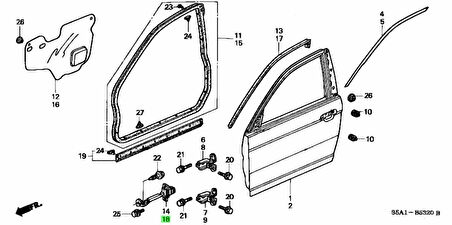 Kapı Gergisi Cıvıc Ön  01-06 Sol (Oem No: 72380-S5A-J01)