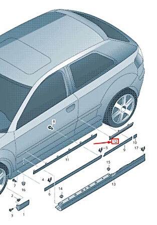 Kapı Bandı A3 04-13 Arka Sağ (Oem No: 8P4853964Bgru)