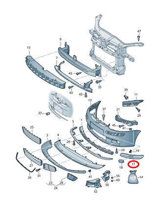 Bant Tampon Golf5 04-09 (Siyah) Ön Sol (Oem No: 1K08076559B9)