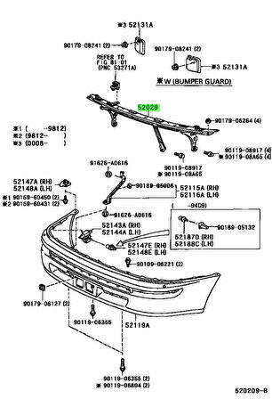 1993-1998 Toyota Corolla Ae101 Ön Tampon Demiri (Eagle Body) (Adet) (Oem No:5202912010)