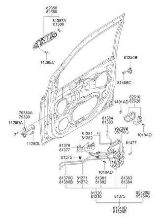 Kapı Kolu Getz 06-11 Ön Dış Sol (Oem No: 82650-1C060)