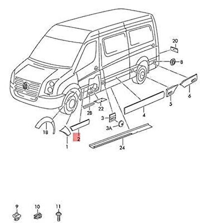 Kapı Bandı Ön Sol Vw Crafter Bm 06-16 (Oem No: 2E1853535Da)