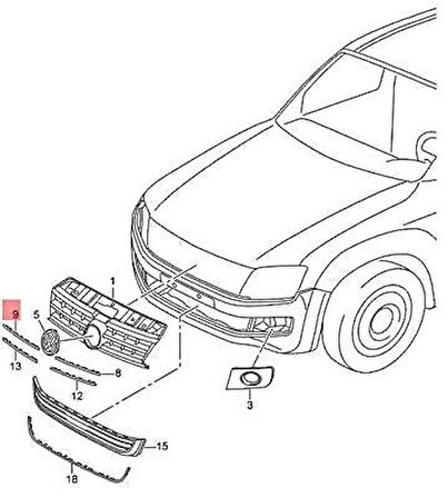Ön Panjur Çıtası Vw Amarok Bm 15- (Oem No: 2Hh8537642Zz)