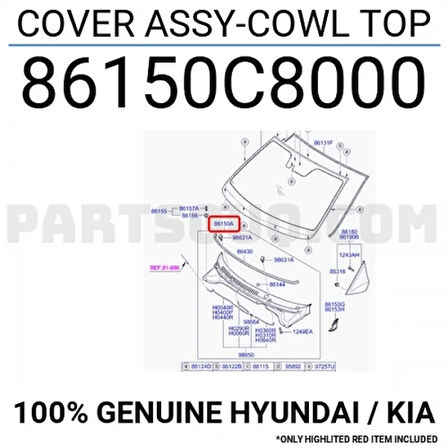 Cam Alt Izgara İ20 Ön 2015-2018 (1 Adet) (Oem No: 86150-C8000)