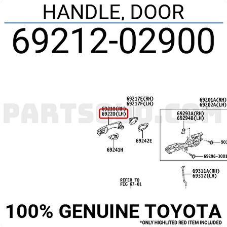 Kapı Kolu Corolla 2013-2018 Ön Dış Sol (Oem No:69212-02900) (Adet)