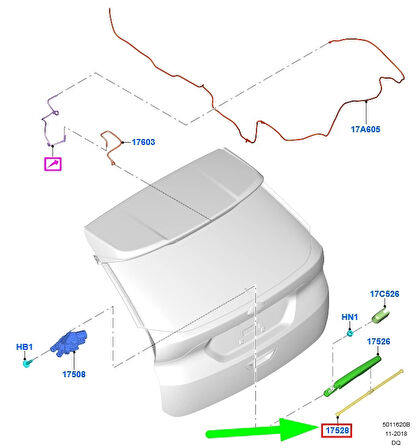 Silecek Süpürgesı Arka 280 Mm Ford Fıesta-Fusıon Bm 02- (Oem No: 2S6J 17402 Ab)