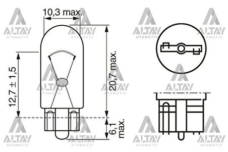 Ampül Eco 12V 5W W5W Büyük Dipsiz Gösterge Ampülü T10 (Oem No:1987302819)
