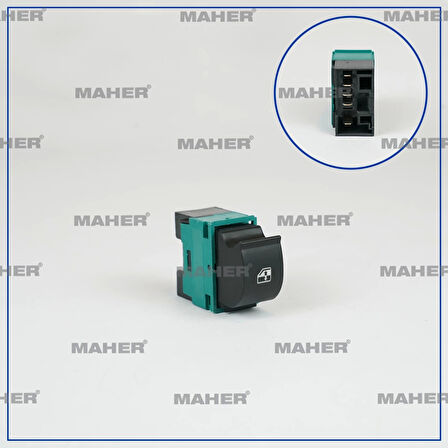 Cam Açma Düğmesi Doblo Iı (Tekli) İç-Siyah Sol (Oem No:735417033)