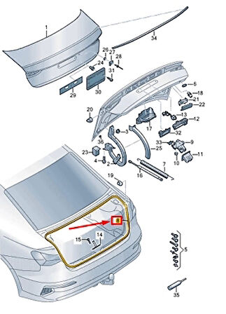 Vw A3 2020- Bagaj Kapak Fitili Kasadakı (Oem No:8Y5827705C)
